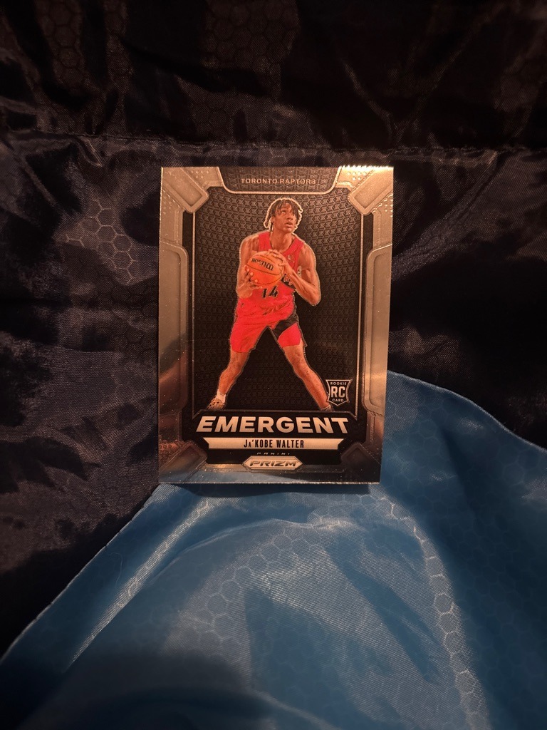 Ja'Kobe Walter (Note: This is actually a basketball card featuring Ja'Kobe Walter of the Toronto Raptors, despite the prompt's focus on football cards)